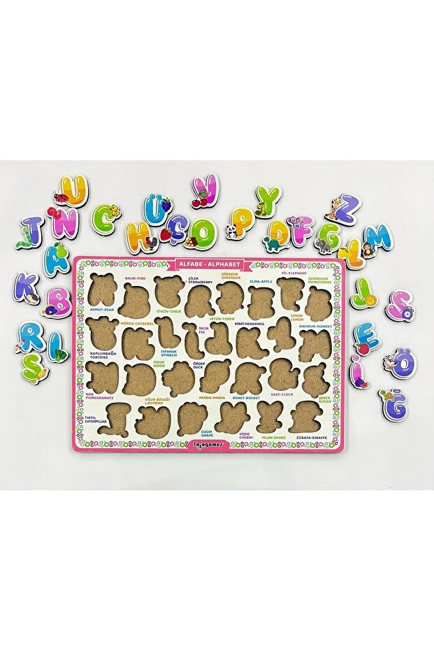 Ahşap Alfabe Eğitici Bul-tak Oyunu Puzzle - Yapboz